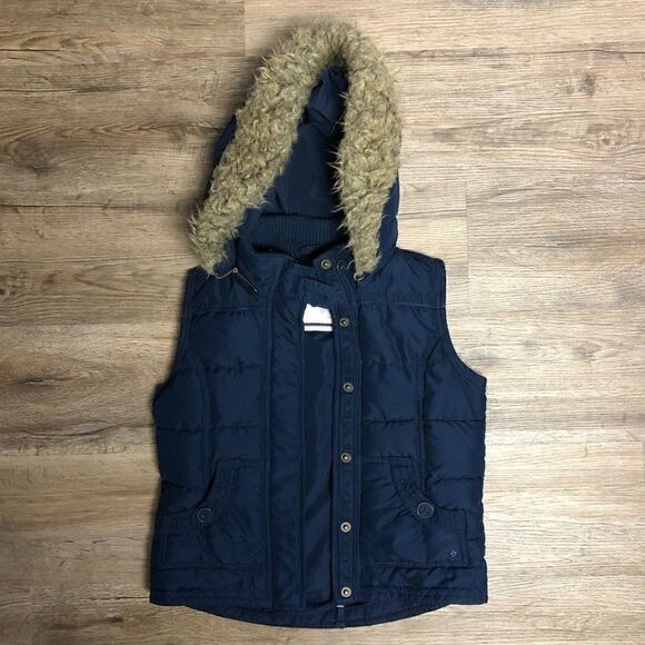 Limited Too Blue Vest with removable hood size 12 - Picture 2 of 4